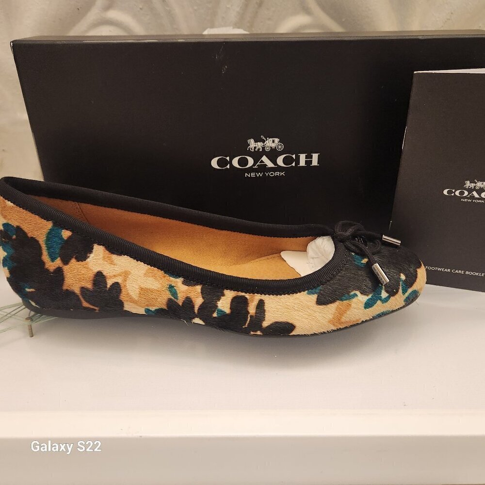 Coach "Scattered Leaf" Print Flats. Haircalf. NIB. Size Various